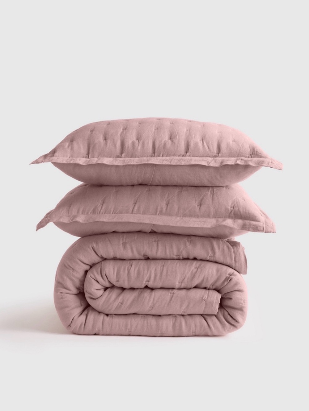 Quince European Linen Dream Quilt, King/Cal King in Dusty Mauve 🩷